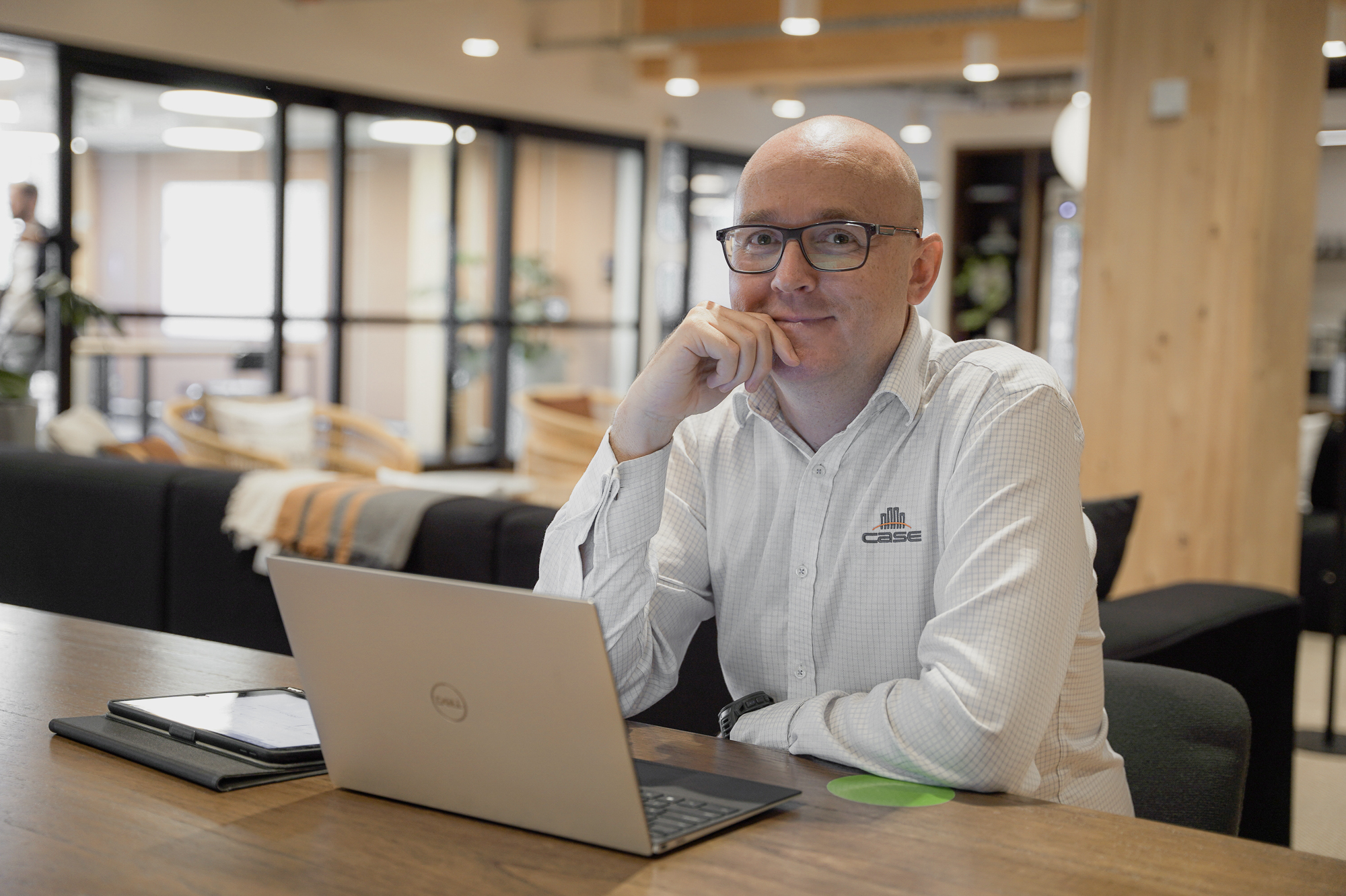 corporate headshot portrait of civil structural design man engineer jonathan davies at the office portrait shot At Work